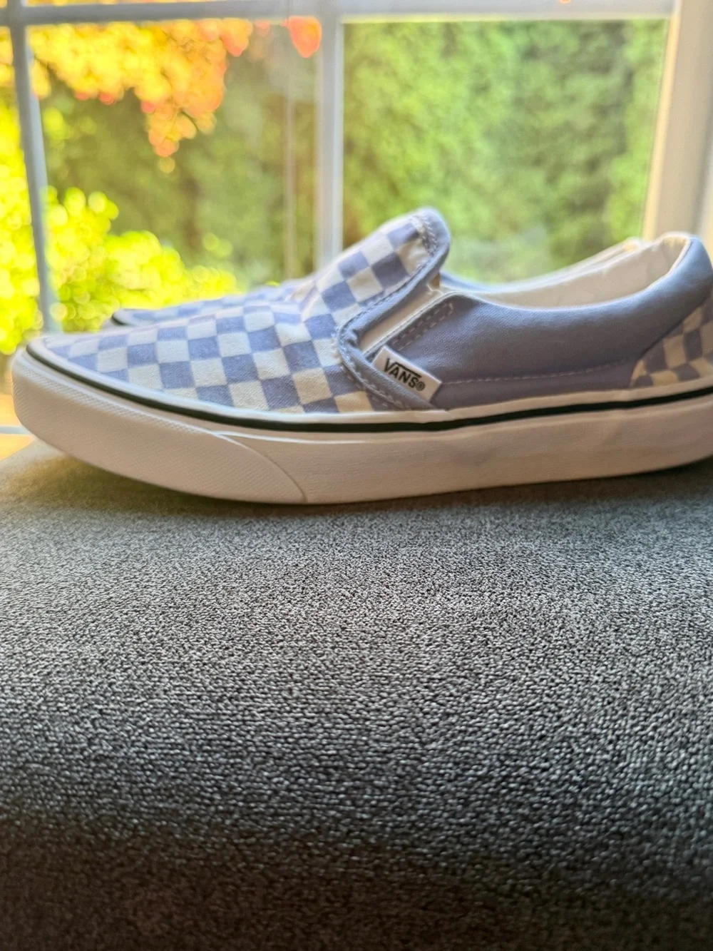 Vans Classic Slip-On Checkerboard Lavender White Canvas Sneakers Women's 7